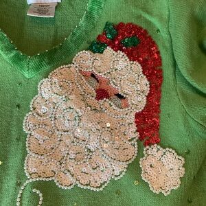 Quacker Factory Green Sweater with Sequins